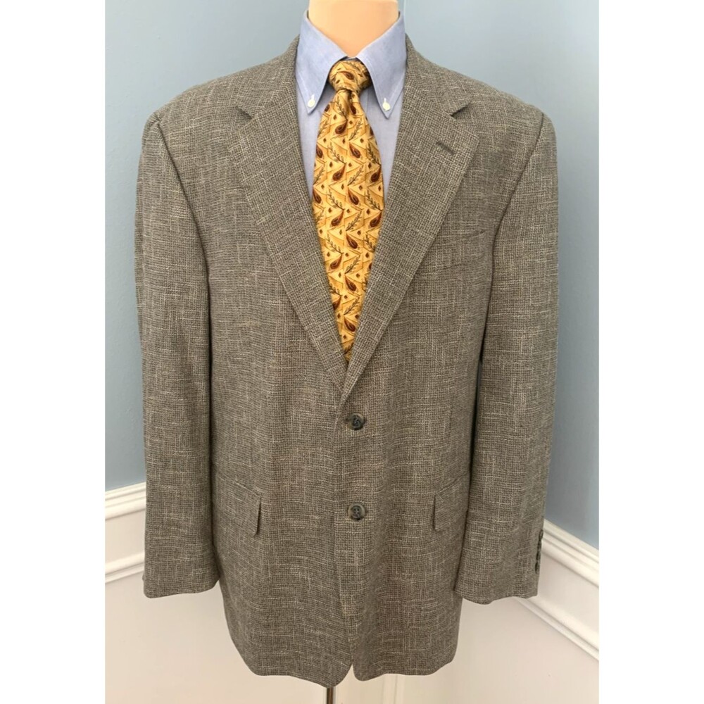 Pronto Uomo Blazer Mens 46R Calvino Vitale Virgin Wool Tweed Jacket Sportcoat